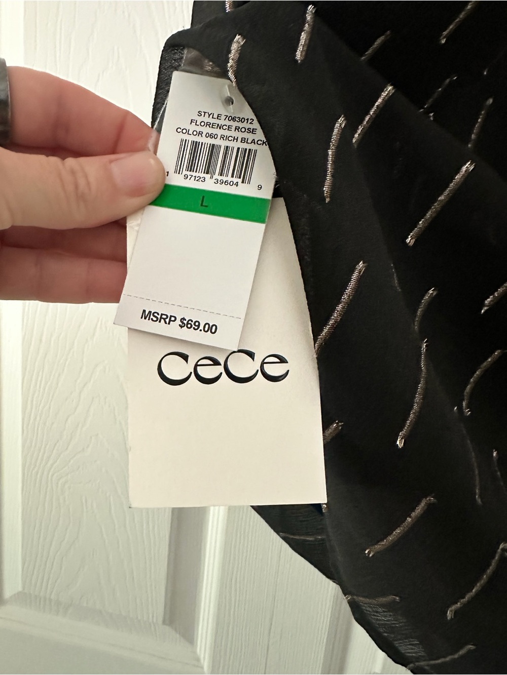 CeCe Black Blouse with Gold Metallic Stripe Detail - Picture 4 of 4